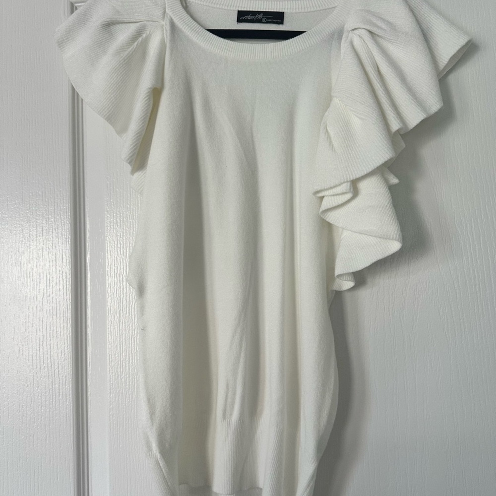 White Ruffle Sleeve Top